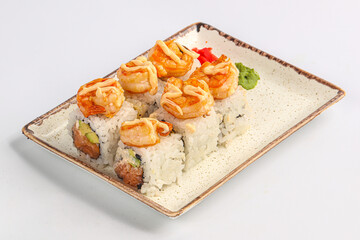 Japanese roll with salmon and prawn