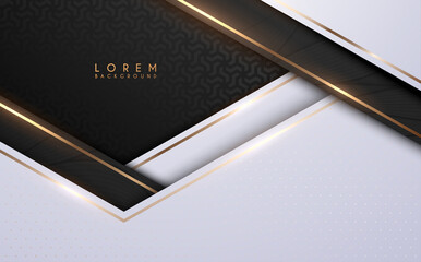 Abstract black white and gold geometric shapes background