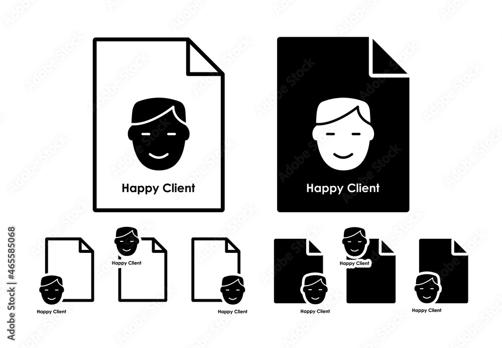 Poster man, happy, client vector icon in file set illustration for ui and ux, website or mobile application