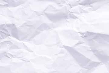 White crumpled paper texture background.
