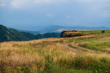 Fototapeta na wymiar Summer landscape with mountains and field, Armenia