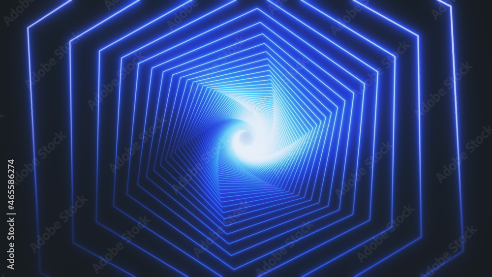Poster vj tunnel video for edm music animation. flight sci-fi tunnel seamless loop. vj motion graphics for 