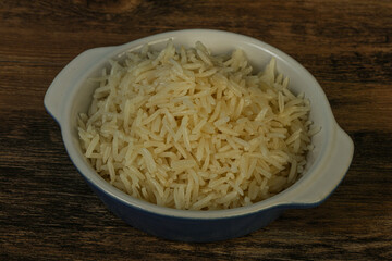 Steamed basmati rice in the bowl