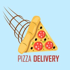 Vector illustration of a pizza delivery.