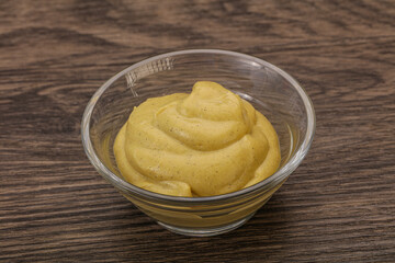 Dijon mustard sauce in the bowl
