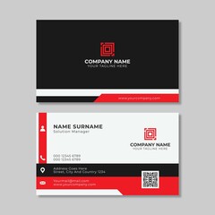 Modern business card design template. with black and red color