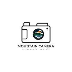 icon logo of a camera with mountains