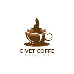 coffe civet logo flat template design