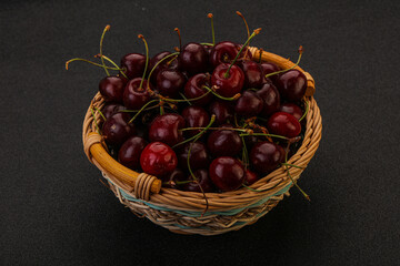 Sweet cherry in the basket