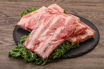 Raw pork ribs for cooking