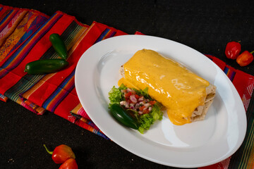 burrito mexicano bañado en salsa