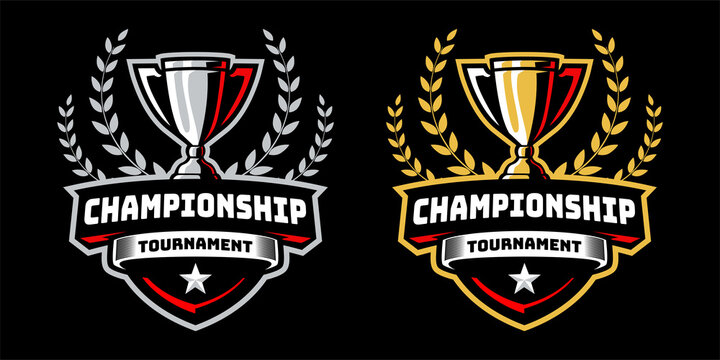 Championship tournament with trophy badge design