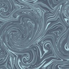 Seamless twirly swirly abstract liquid marble surface pattern design for print. High quality illustration. Trendy marbled fluid paint on water background. Funky expressive psychedelic swirl of paint.