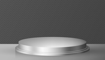 Round podium stage for Black Friday sale poster with black paper cut and craft style on color background for banner, poster or web site