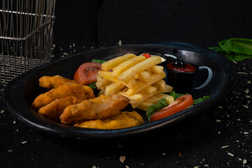 Pollo frito con papas