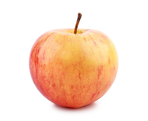 Whole fresh red yellow apple isolated on white background.