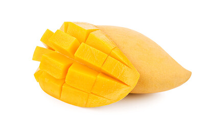 Sliced of mango isolated on white background.