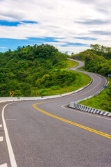 New Unseen Curved road number 3 on Route Number 1081 Santisuk - Bo Kluea District, Nan province, Thailand.
