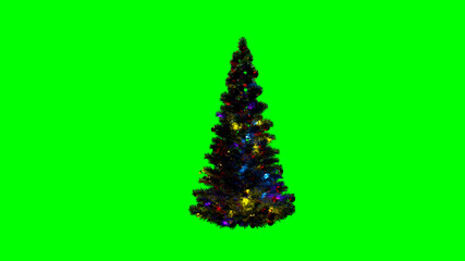 decorated xmas pine tree isolated - design object 3D rendering