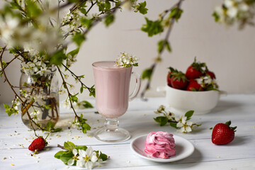 strawberry smoothie on the table