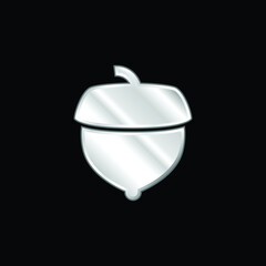 Acorn silver plated metallic icon