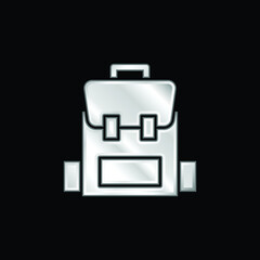 Backpack silver plated metallic icon