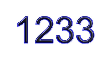 blue 1233 number 3d effect white background