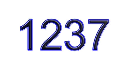 blue 1237 number 3d effect white background