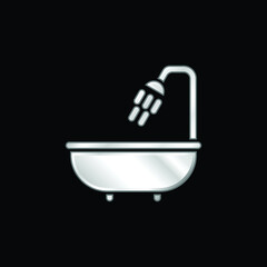 Bathtub silver plated metallic icon