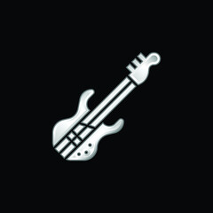 Obraz na płótnie Canvas Bass Guitar silver plated metallic icon