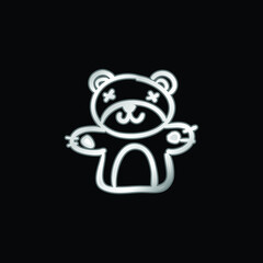 Bear Toy silver plated metallic icon