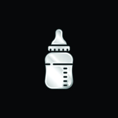 Baby Bottle silver plated metallic icon