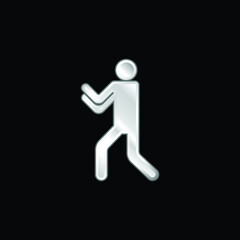 Boxing Silhouette silver plated metallic icon