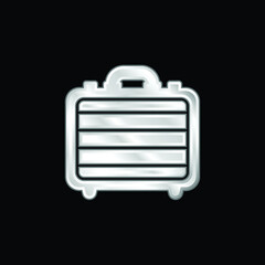 Briefcase silver plated metallic icon