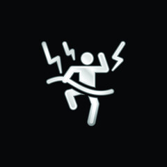 Accident silver plated metallic icon