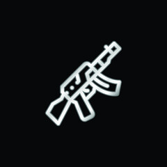 Assault Rifle silver plated metallic icon