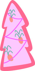 Christmas tree clipart in pink colors