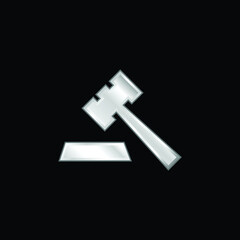 Auction silver plated metallic icon