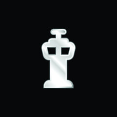 Obraz premium Airport Control Tower silver plated metallic icon