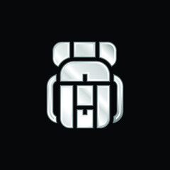 Backpack silver plated metallic icon