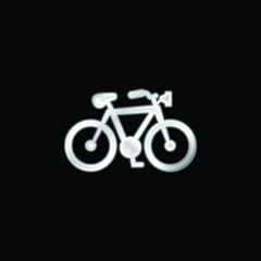 Fototapeta na wymiar Bike Shape silver plated metallic icon