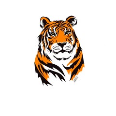 Stylized drawing of a tiger head. The symbol of the coming 2022.
