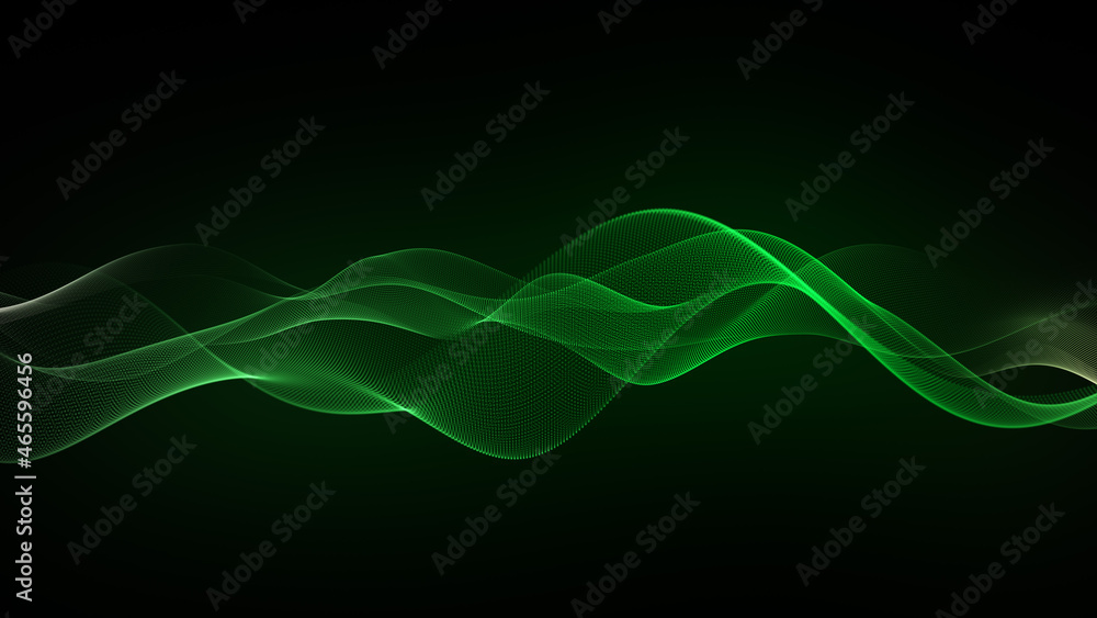 Poster abstract green wave background. technology big data background. motion of digital data flow. big dat