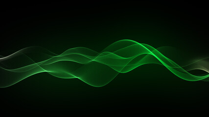 Abstract green wave background. Technology big data background. Motion of digital data flow. Big data wave. Futuristic wave. Cyber or technology background
