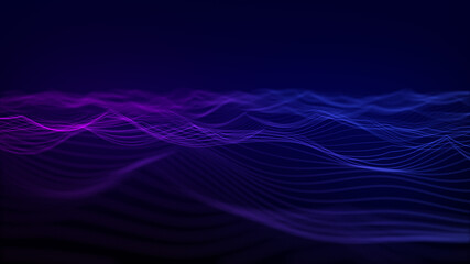 Abstract multicolored background. Technology big data background. Motion of digital data flow. Big data wave. Futuristic wave. Cyber or technology background