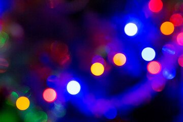 blurred background is Christmas lights. glare from lens is a beautiful New Year's bokeh. concept is a festive atmosphere.