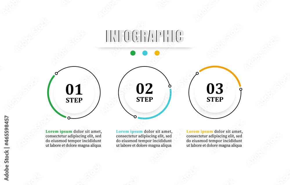 Poster timeline circle infographic design three elements. presentation business concept with 3 steps, optio