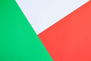 Tri-color background for text. Top view. Copy space.