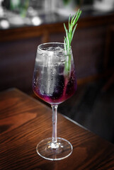 Aperitif is a refreshing cocktail of lemonade made from citrus slices. Soft drink with syrup and soda and ice cubes. Concept - summer thirst