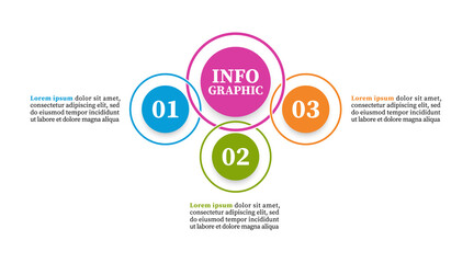  Vector circular infographic diagram three elements. Timeline for business concept with 3 steps, options, circles. Can be used for workflow layout, diagram, planning, annual report or presentation.